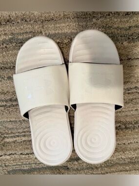 Under Armour White Slide Sandals